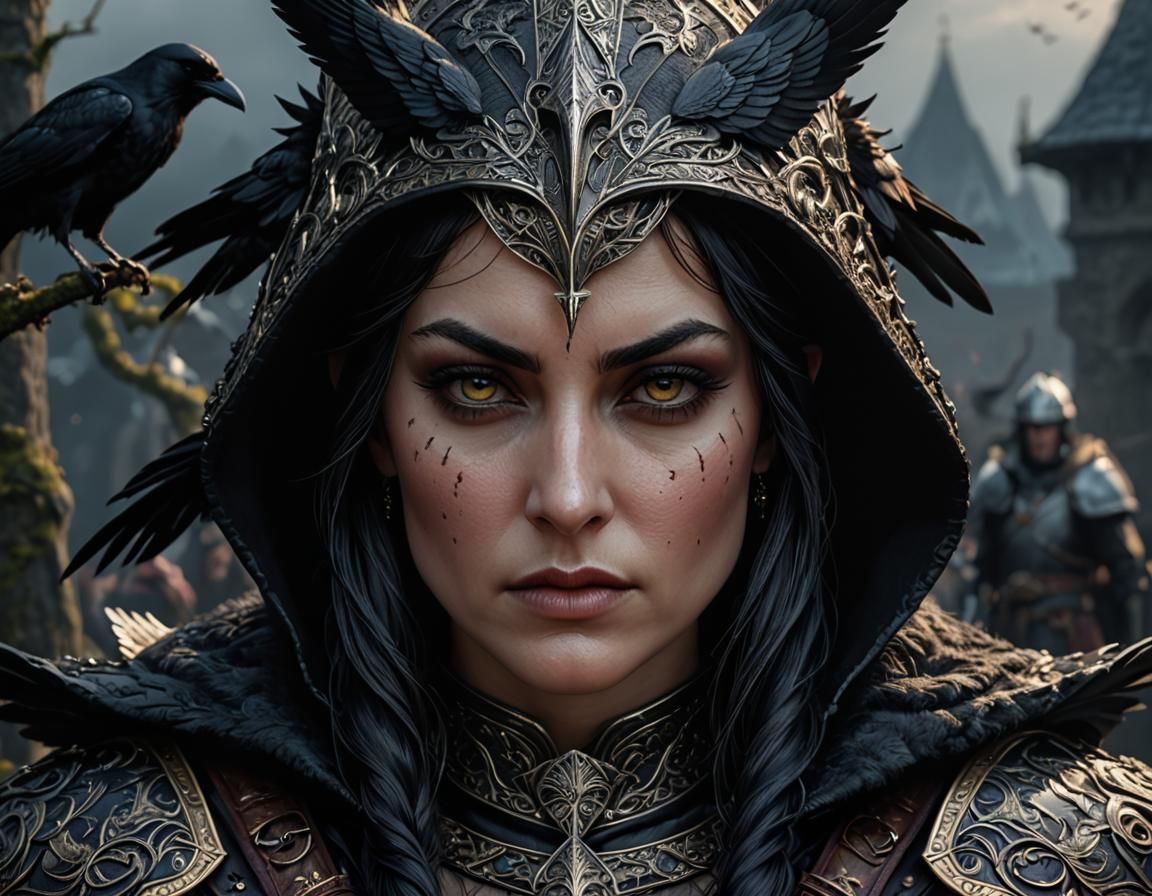 Morrigan, Goddess of War in Intricate Armor