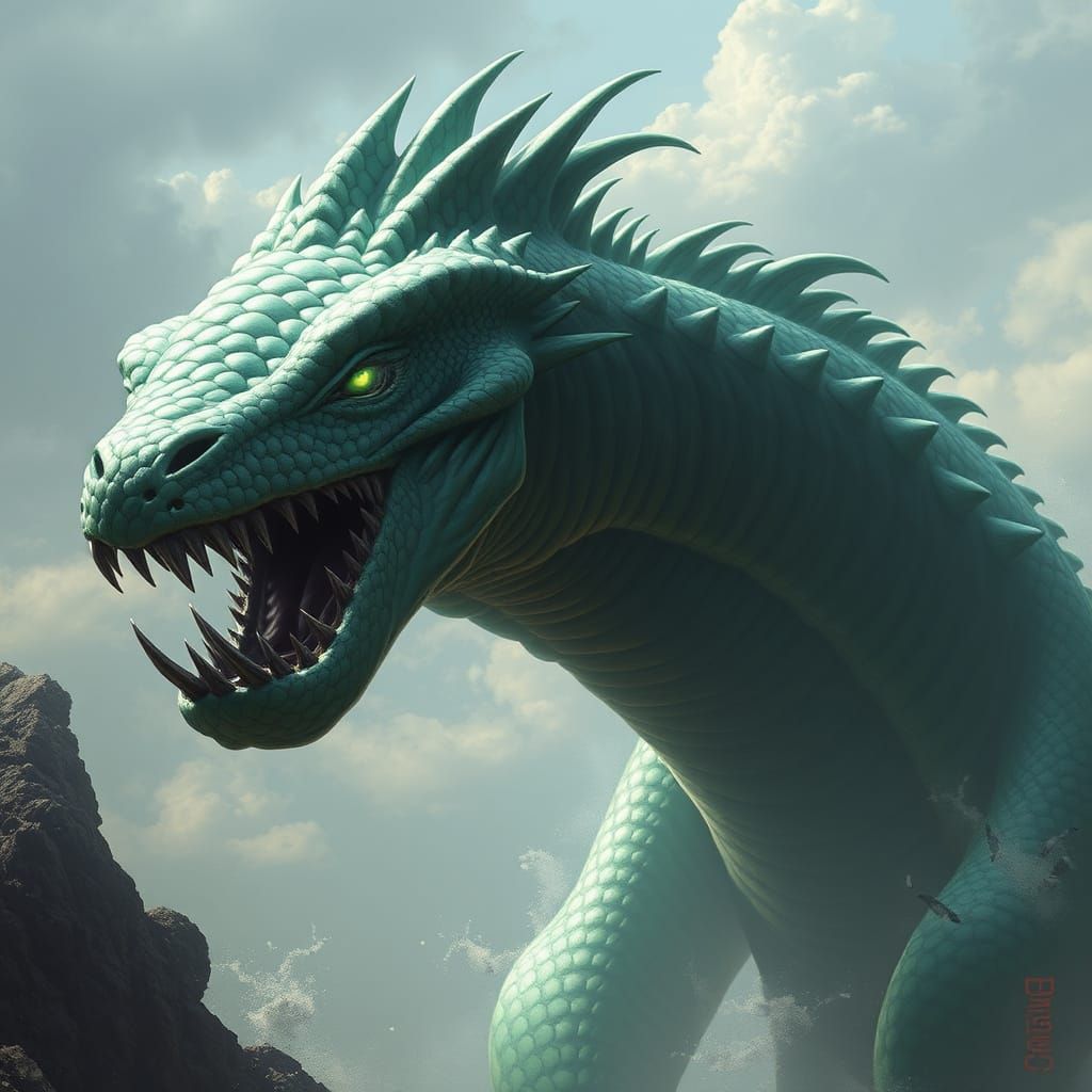 Majestic Emerald Serpent of the Deep