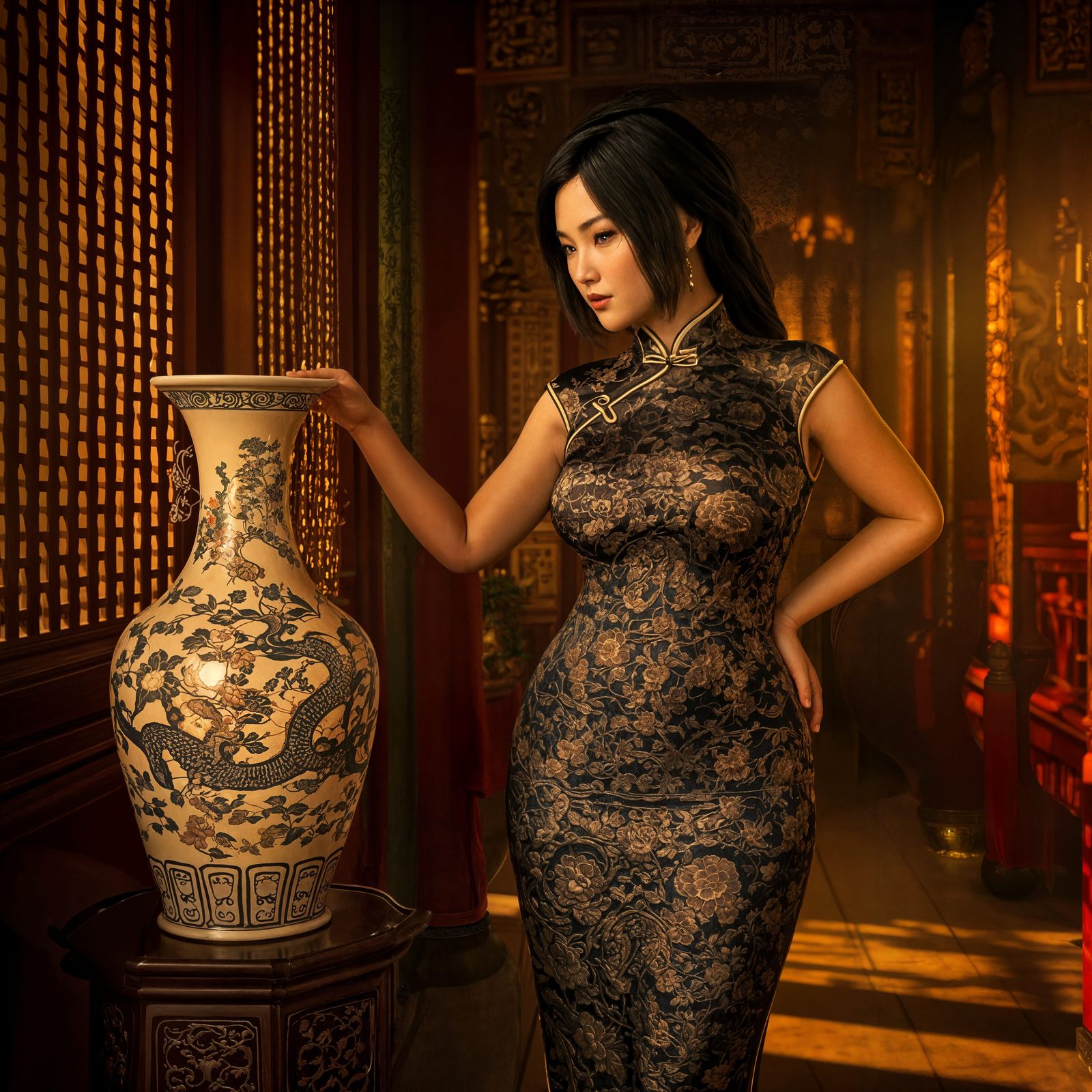 Exotic Ming-Inspired Beauty in Evening Light