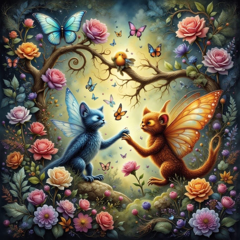 Enchanted Forest with Whimsical Creatures