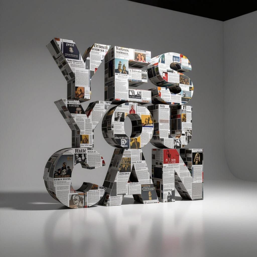 3D Newspaper Mosaic: Yes You Can Phrase