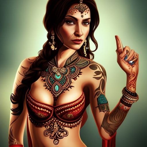 Stunning Woman in Indian Dress: Fantasy Concept Art