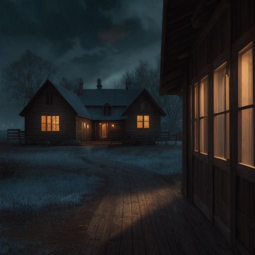 Night Farmhouse: Grainy Bromoil Print