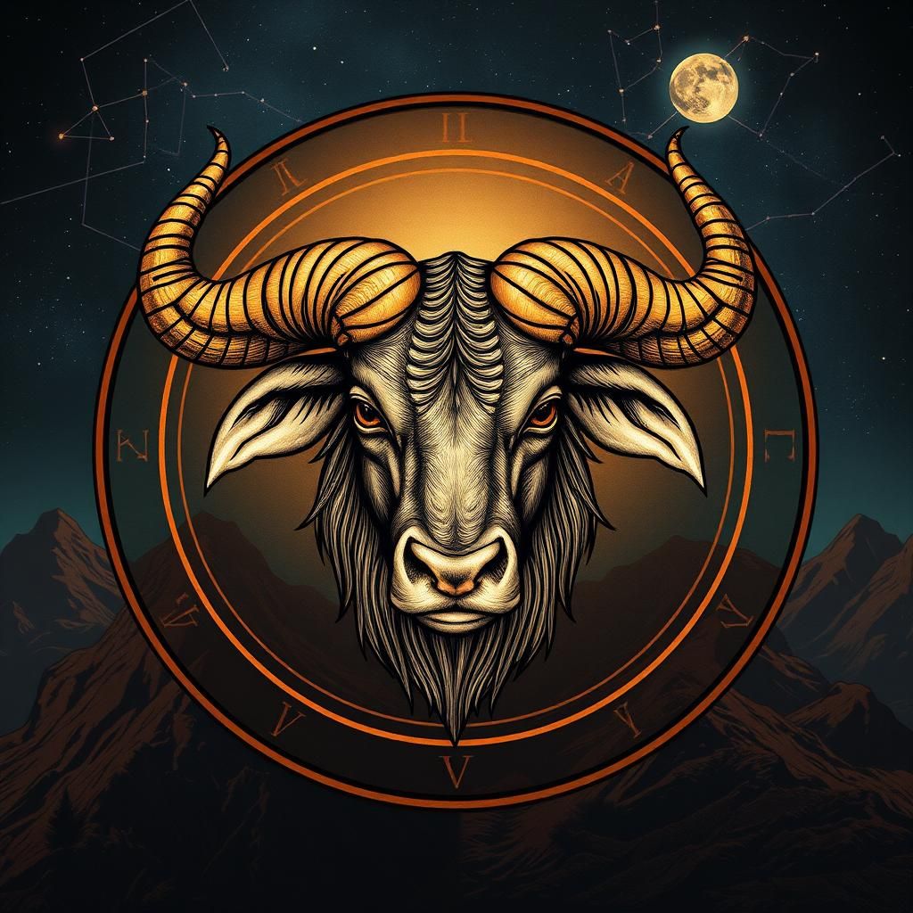 Taurus Zodiac Head with Constellation Background