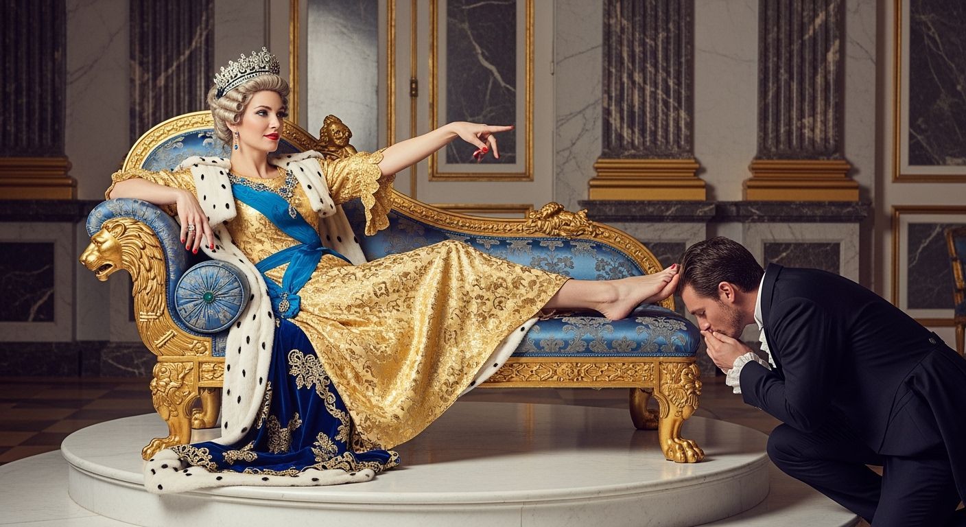 French Empress Lounging Regally in Empire Style