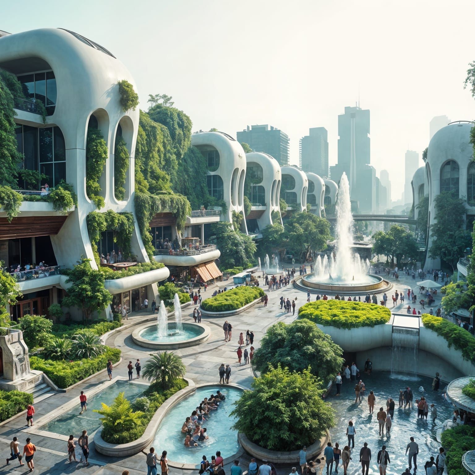 Solarpunk Cityscape of a Futuristic Metropolis