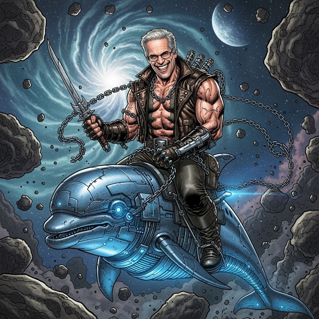 Jeffrey Epstein as Lobo Riding Space Dolphin