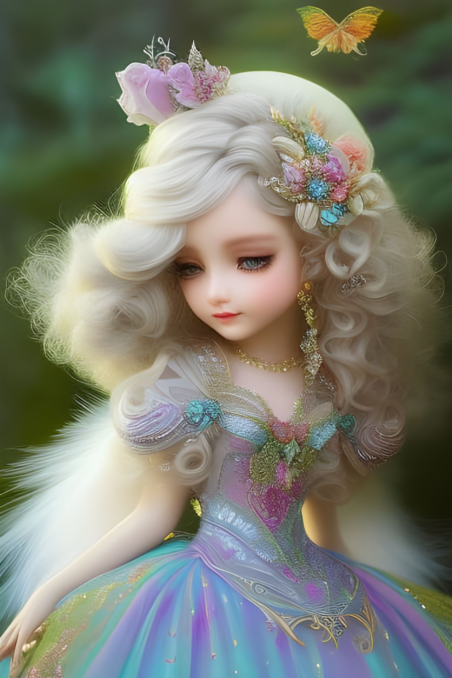 Hyperdetailed Pearlescent Rose with Rainbow Hues