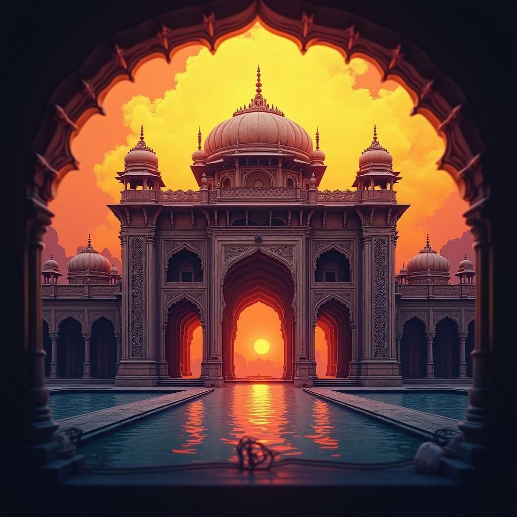 Logo for Rajwadi Thath Food Stall: Fantasy Concept Art