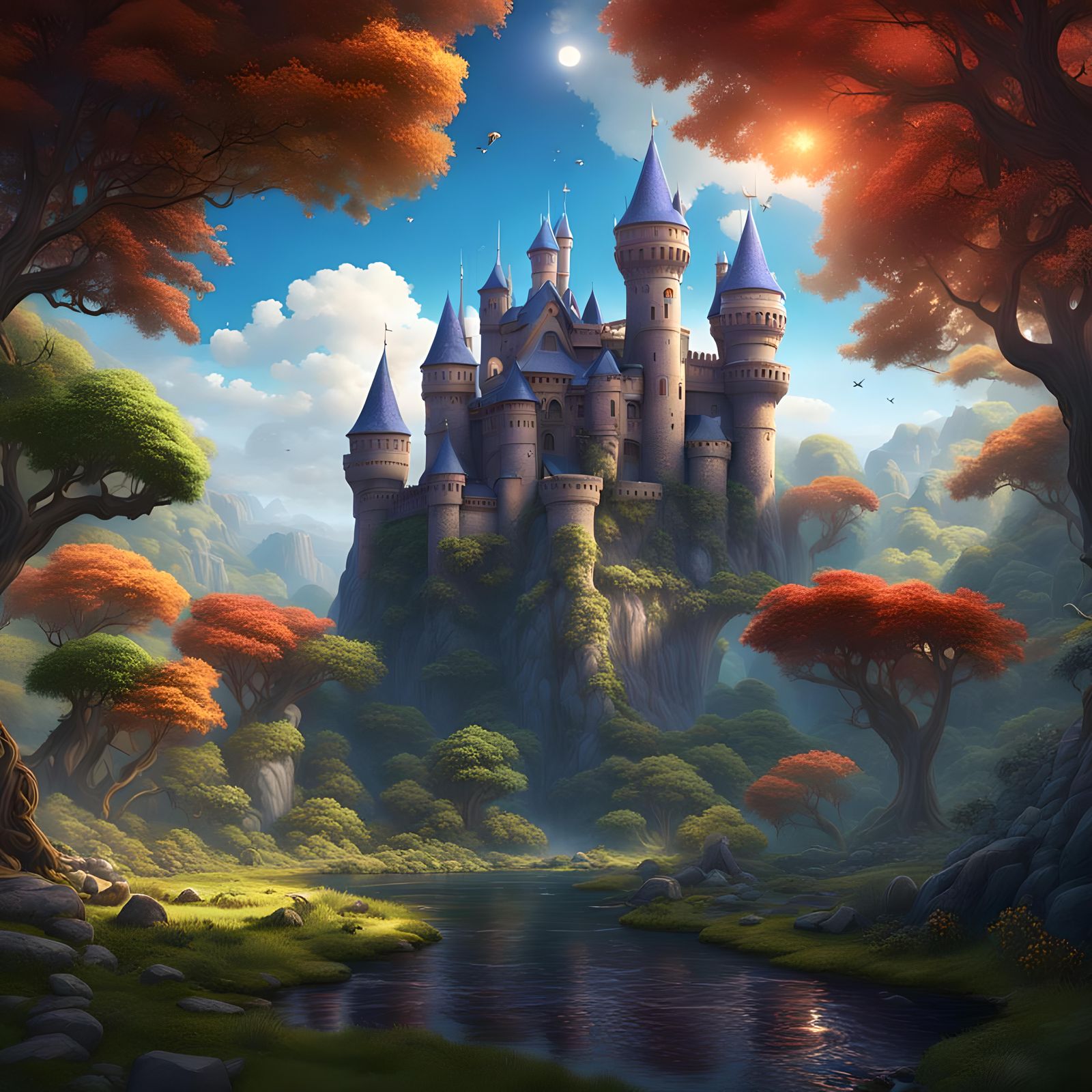 Kings Valley: Majestic Castle Under Cosmic Sky