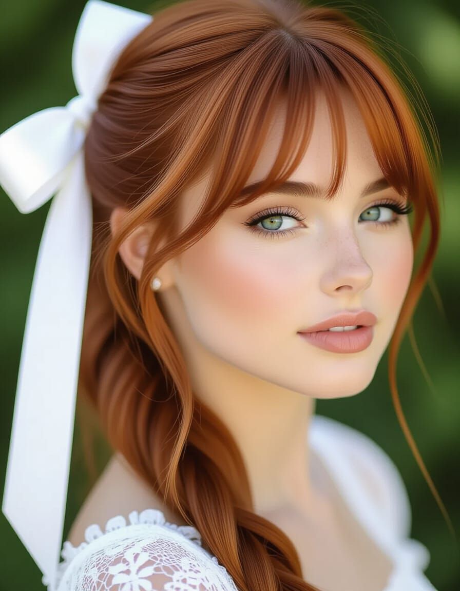 Close-Up Headshot of a Stunning Auburn-Haired Woman