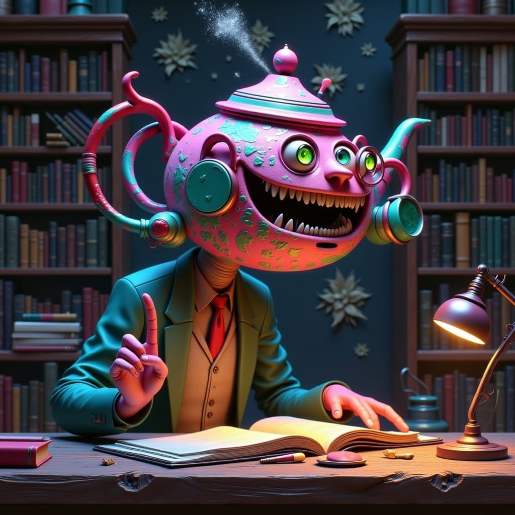 Vibrant Whimsy in a Mad Librarian's Lair