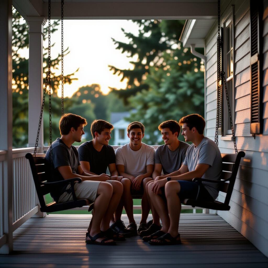 Nostalgic Summer Evening Porch Scene