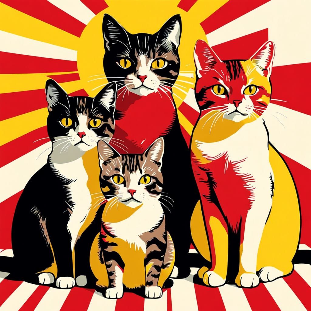 Pop Art Flag with Cats and Stripes