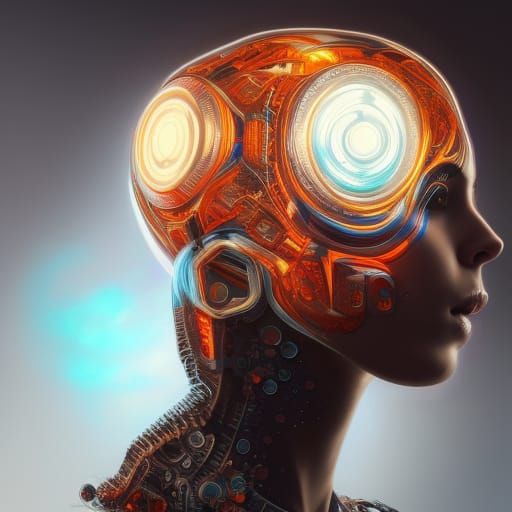 Cyberpunk Cyborg with Neon Implants in Dystopian Setting