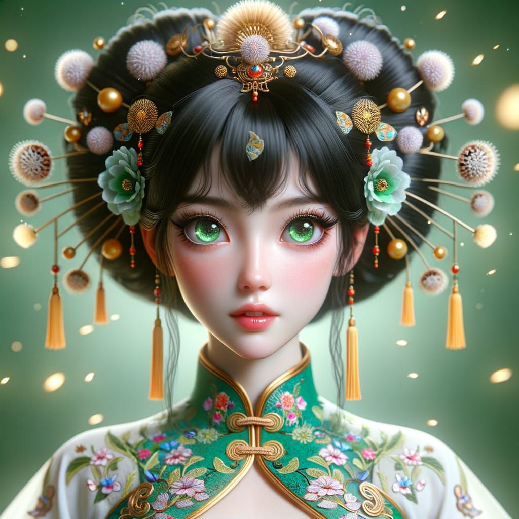 Chinese Ballerina in Whimsical Disney Style