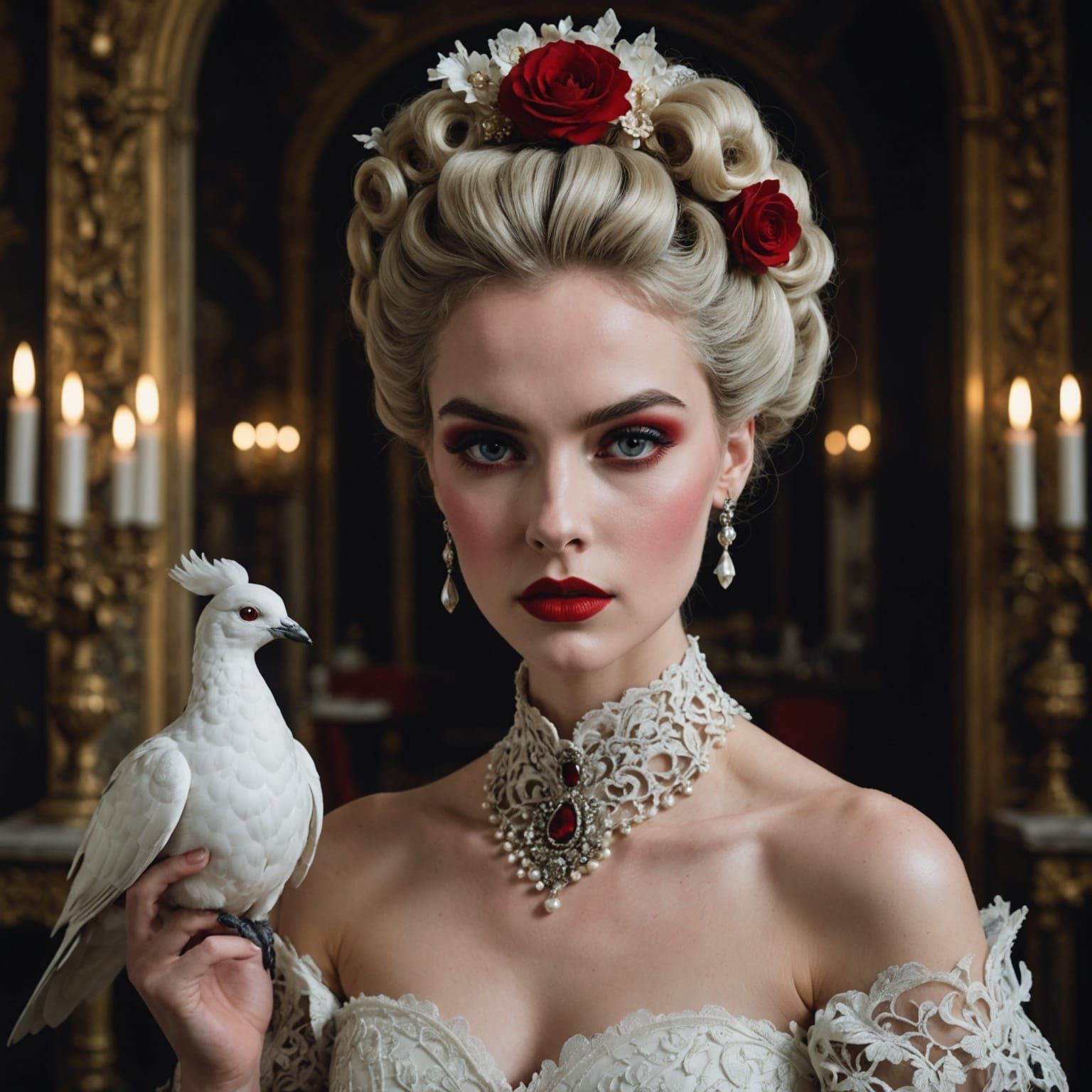 Luxurious Baroque Model with White Dove