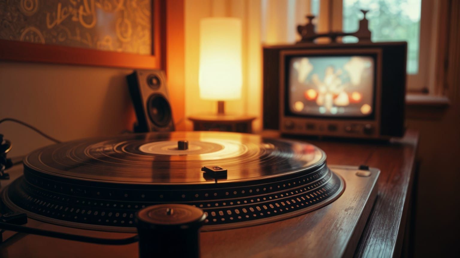 Nostalgic 90s Photo of Hi-Fi Playing Records