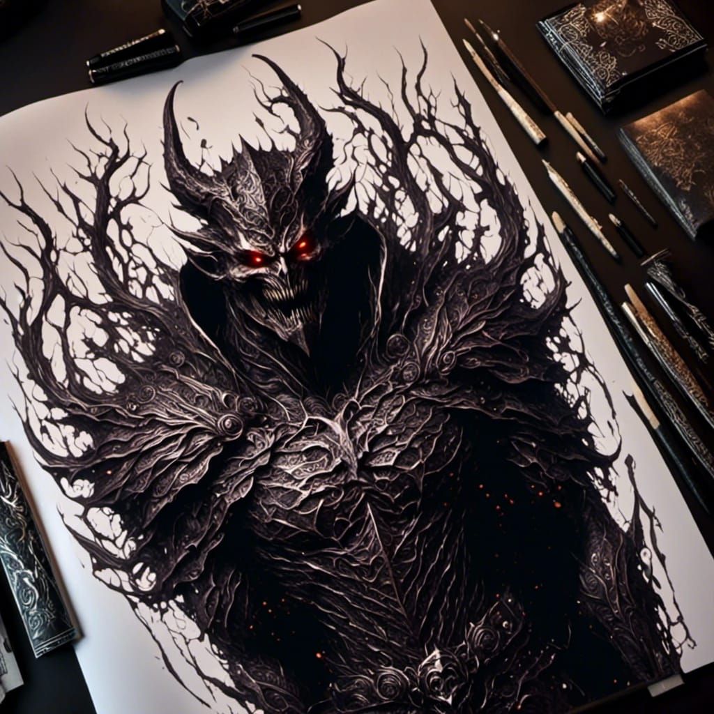 Photorealistic Demon Knight in Comic Book Style