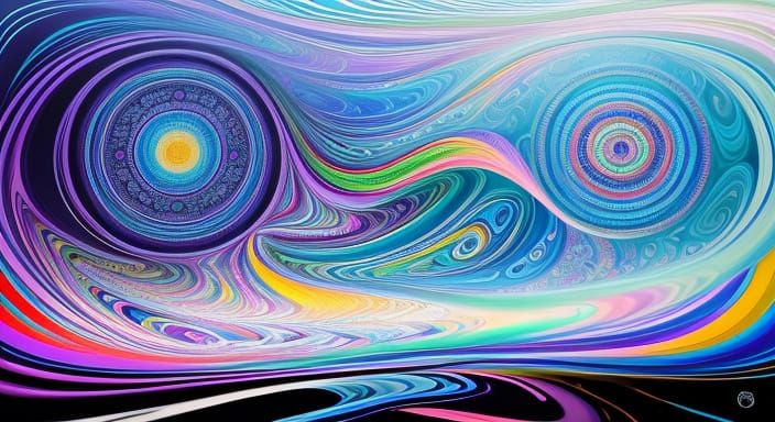 Kaleidoscopic River Garden in Murakami Style