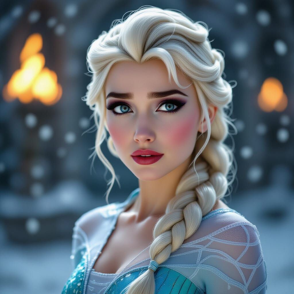 Elsa as Villain in Dramatic Cinematic Film Still