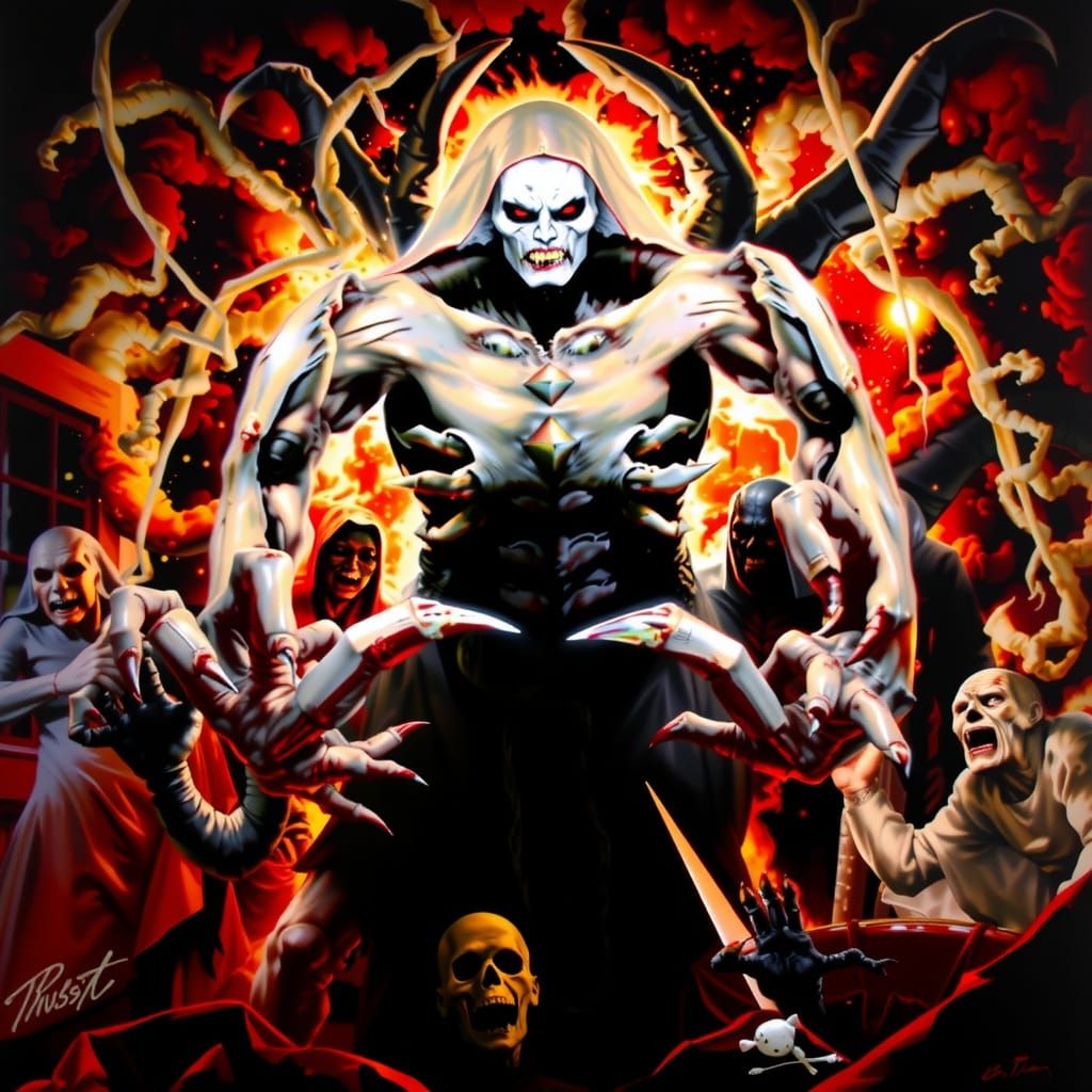 Terrifying Undead Pharaoh Fusion in Dark Fantasy Style