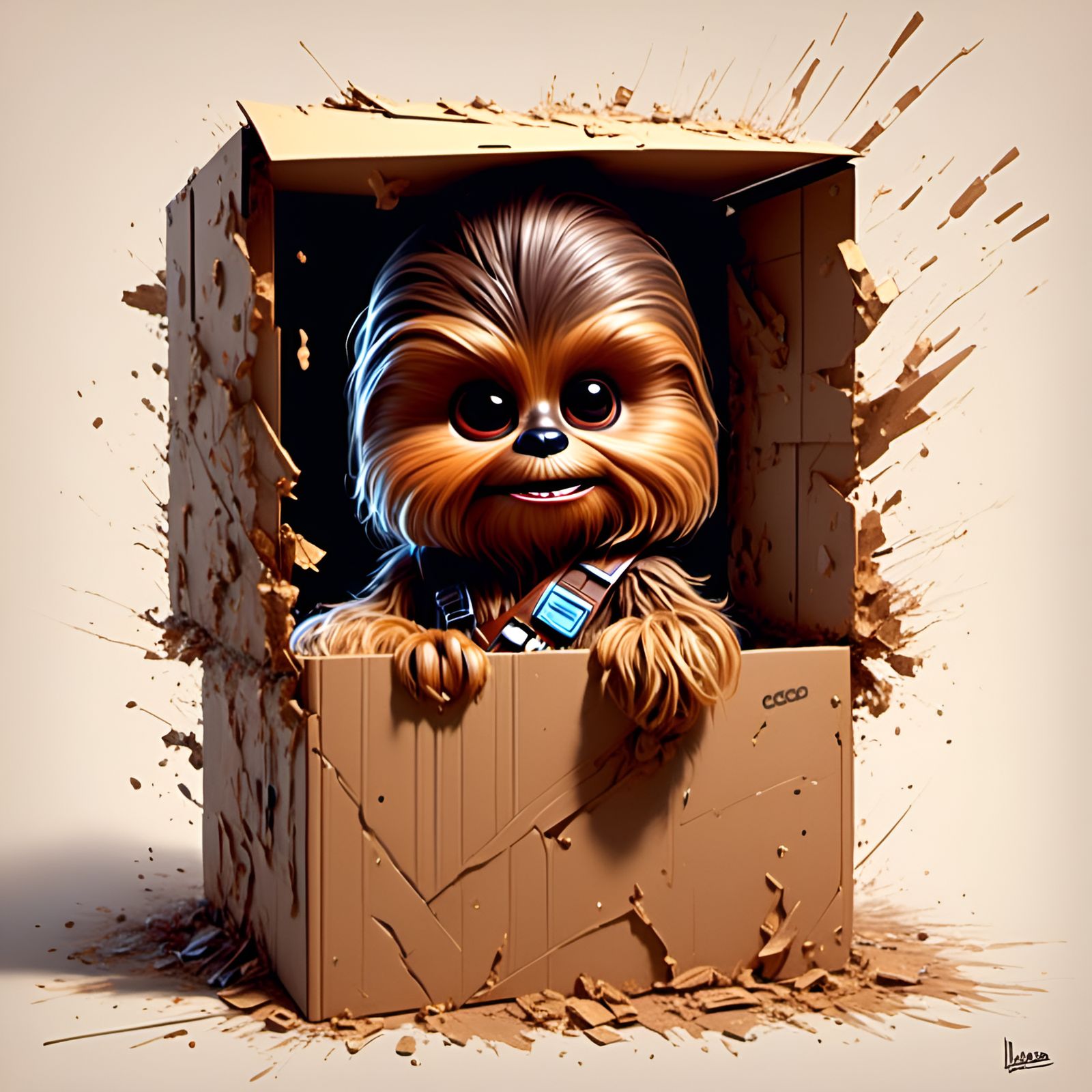 Adorable Baby Chewbacca in a Box, Graffiti Art