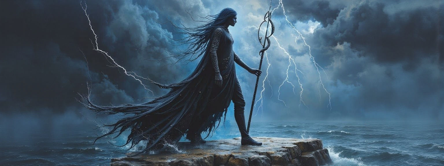 Elara Stormrider: Dark, Evil Warrior in Impasto Style