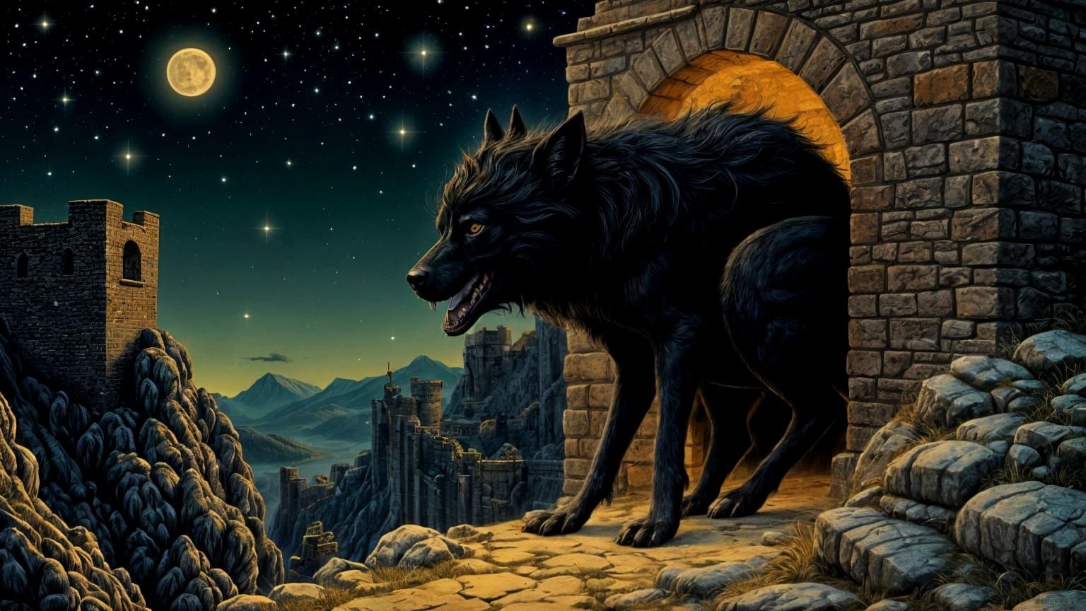 Dog-Headed Being Illustration in Golden Age Style