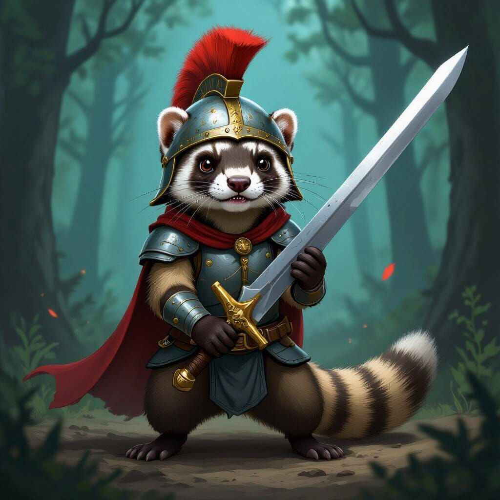 Ferret Warrior in Dark Forest