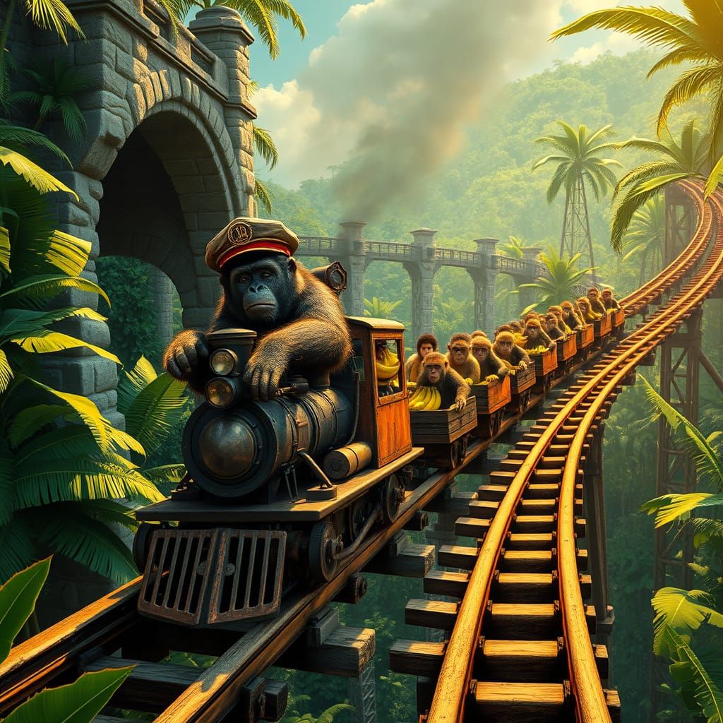 Gorilla Conductor's Jungle Roller Coaster Adventure in Vibra...