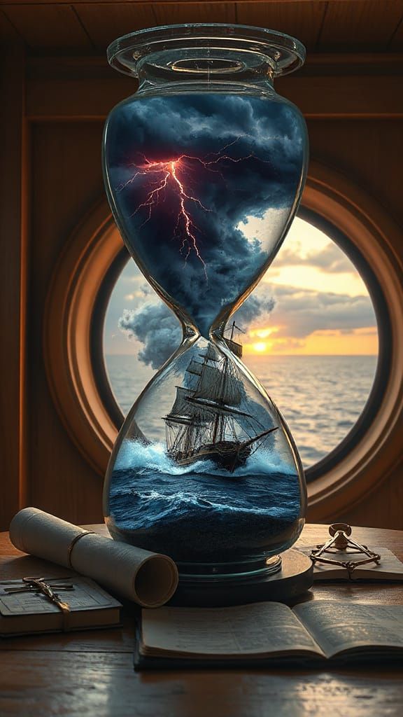Hourglass Storm: Ship Caught in a Temporal Tempest