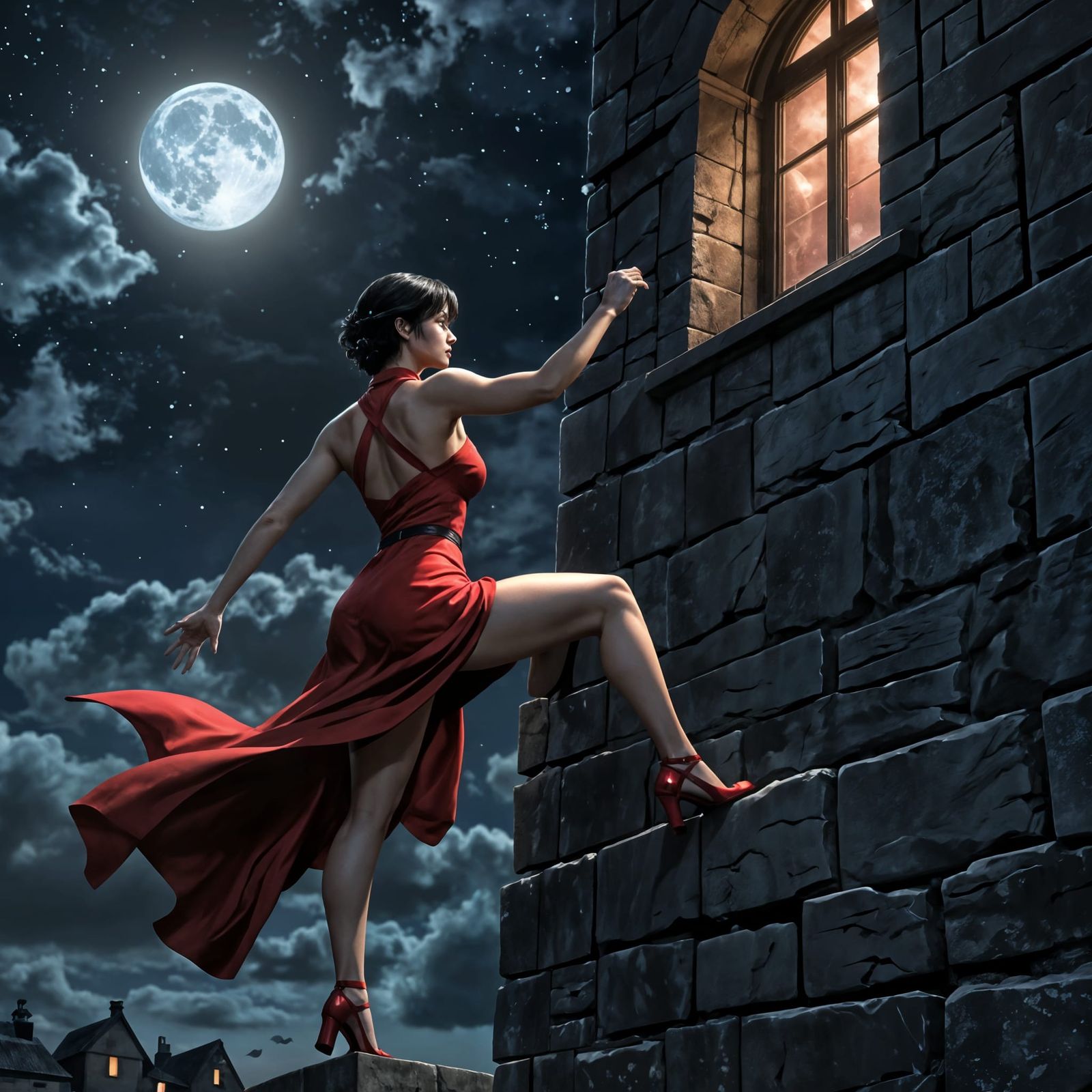 Ada Wong Climbs to Open Window, Comic Art