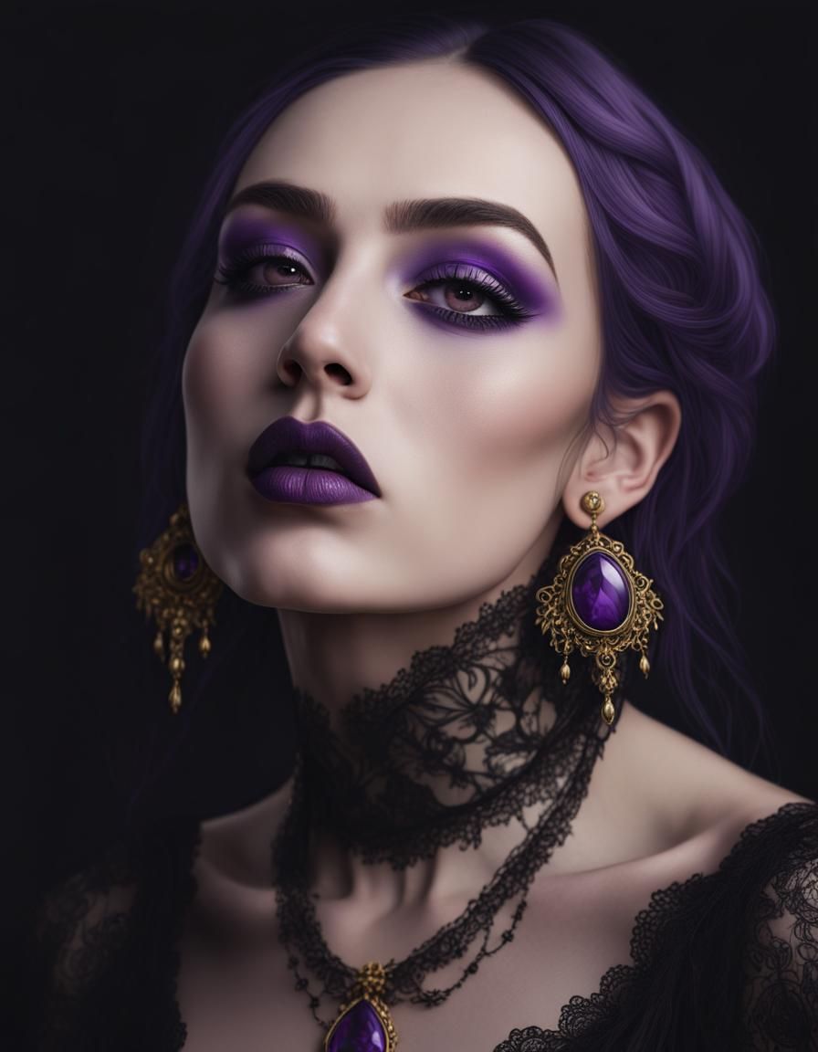 Portrait of a ethereal gothic beauty wearing a gothic black ...