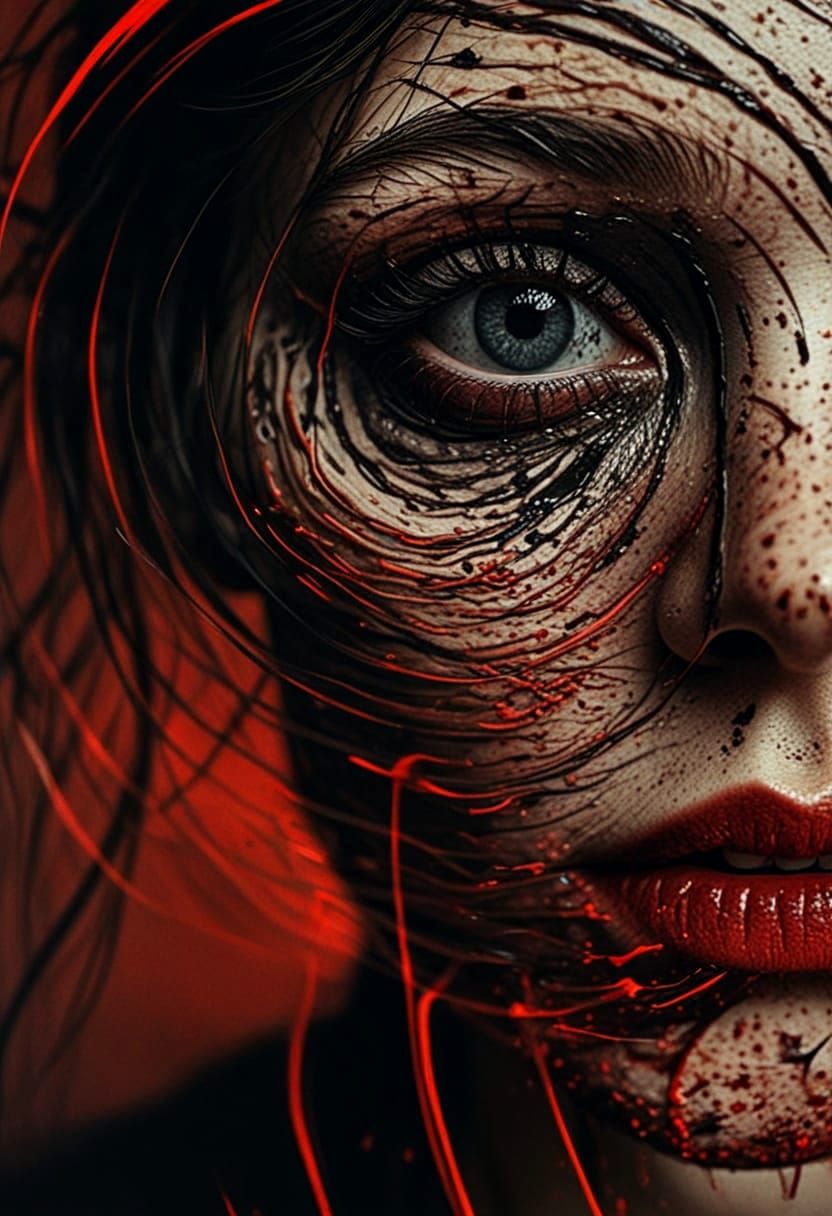 Surreal Optical Illusion in Photorealistic Horror Style