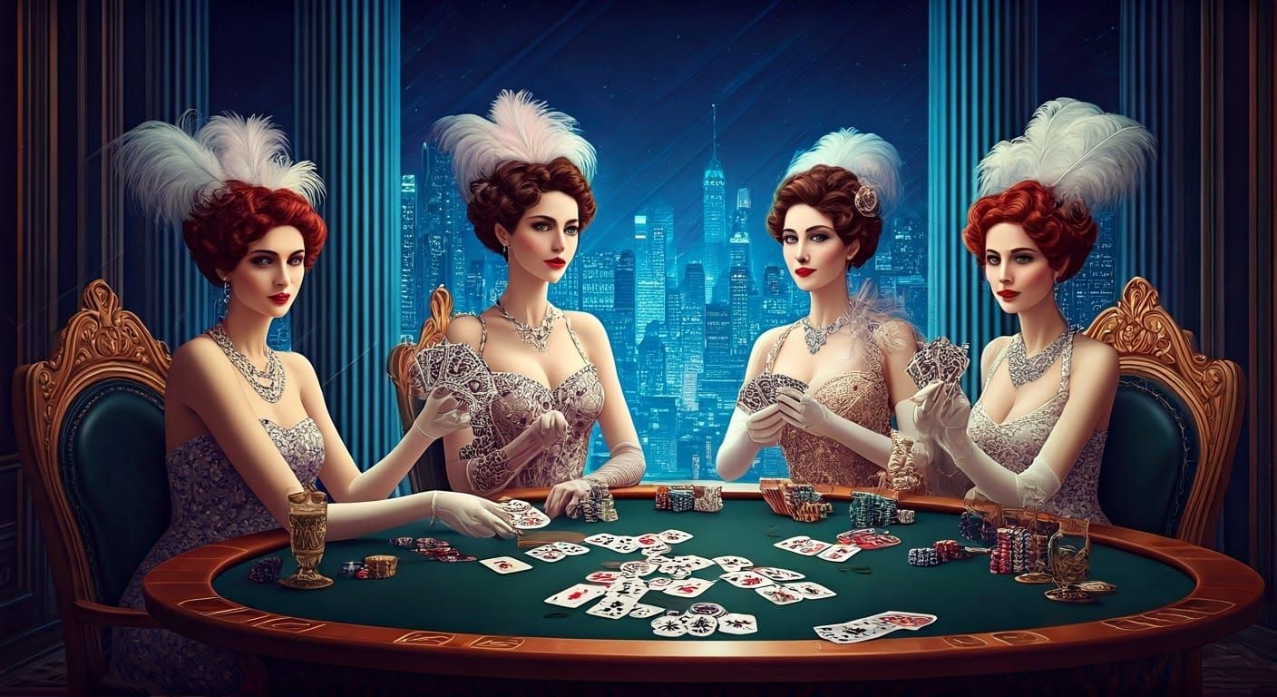 Aristocrats Play Poker in a Cyberpunk Penthouse
