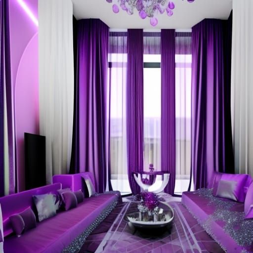 Amethyst crystal cluster penthouse with amethyst walls with ...