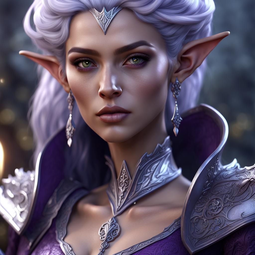 Purple Elf Wizard: Detailed Fantasy Art