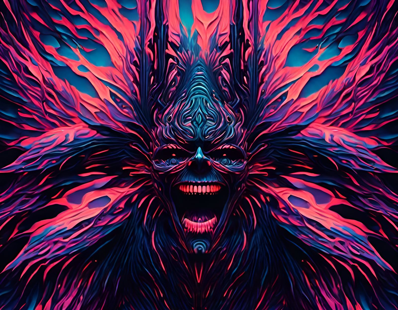 Fractal Screaming Human Face in Darkest Fantasy Style