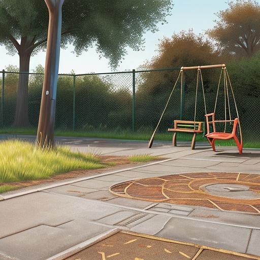 Abandoned Playground: Rusty Swings and Overgrown Weeds