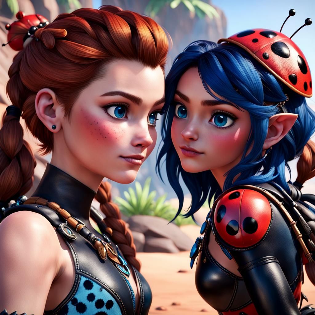 Aloy and Ladybug Crossover Character Design