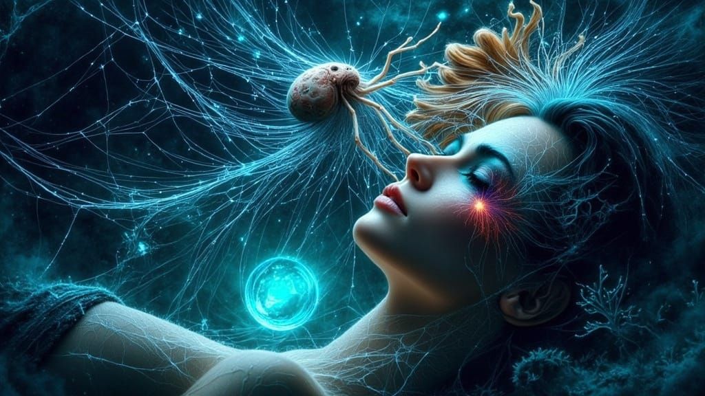 Soul Lost in Bioluminescent Swamp, Dark Fantasy Art