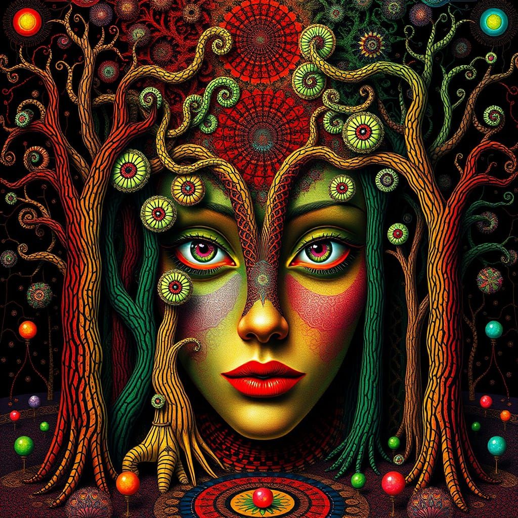 Exquisite Goddess in a Tapestry of Fractals and Wonder