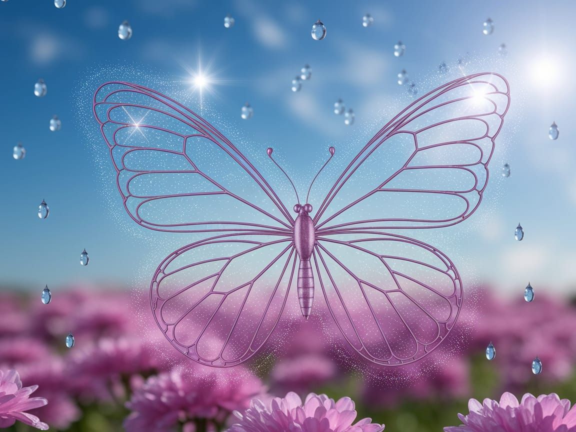 Whimsical Butterfly in Dreamy Garden Scene
