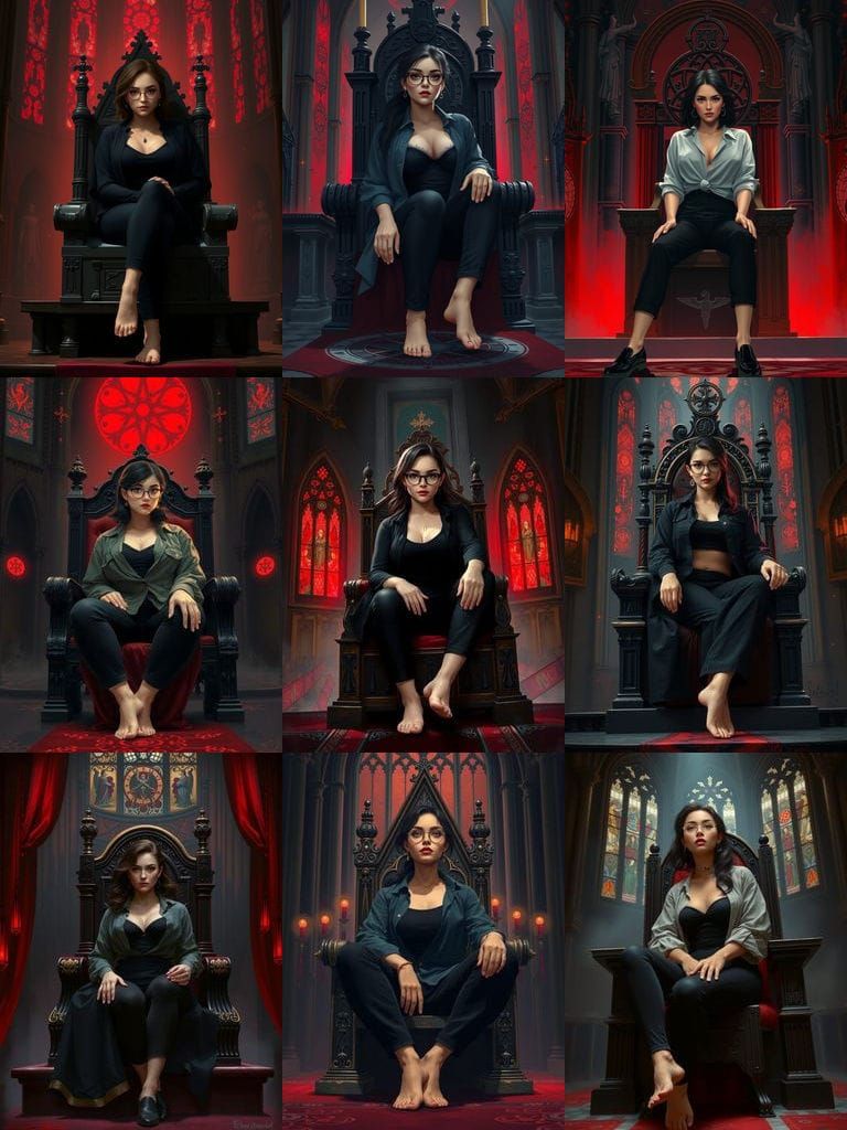 Gothic Queen on Throne in Digital Painting