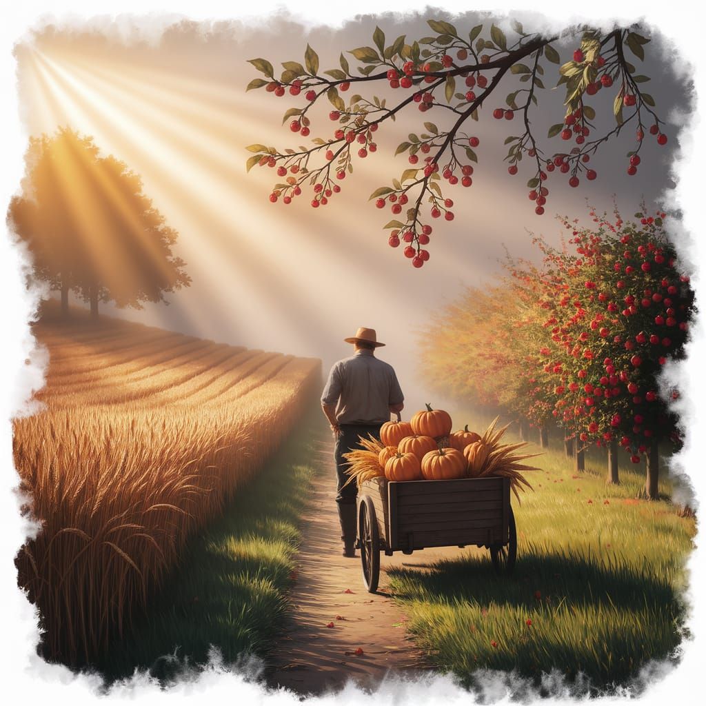 Autumn Rowan Branch Amidst Harvest Bounty