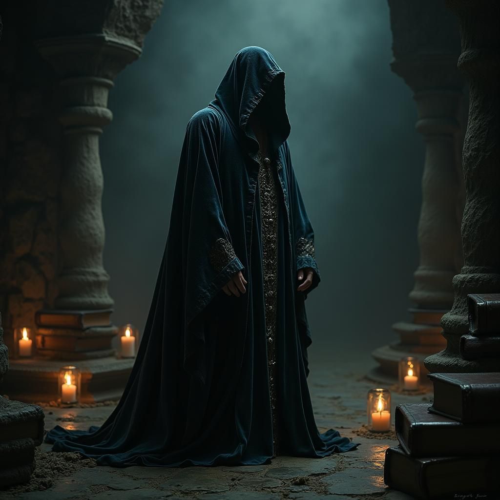 Dark Surrealism Wizard in Eerie Setting