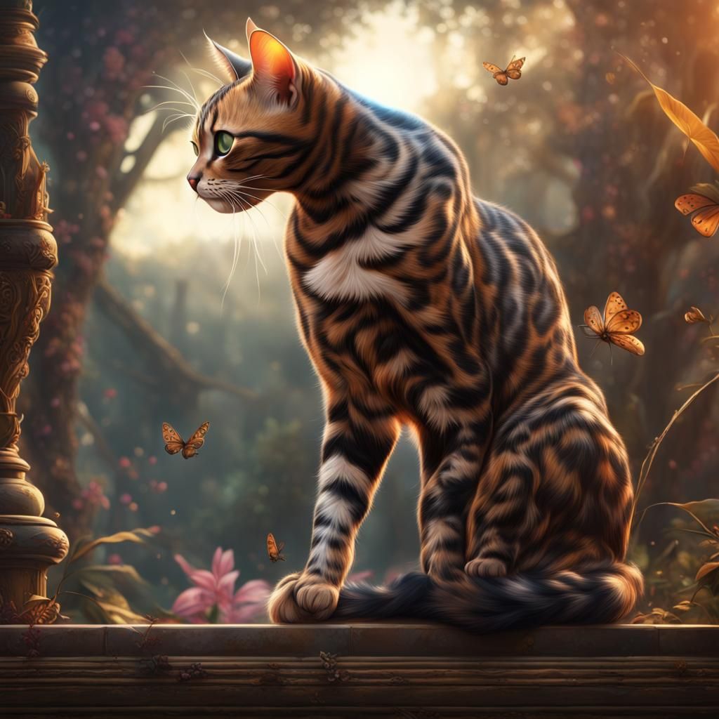 Bengal Cat in Dreamland: Fantasy Concept Art