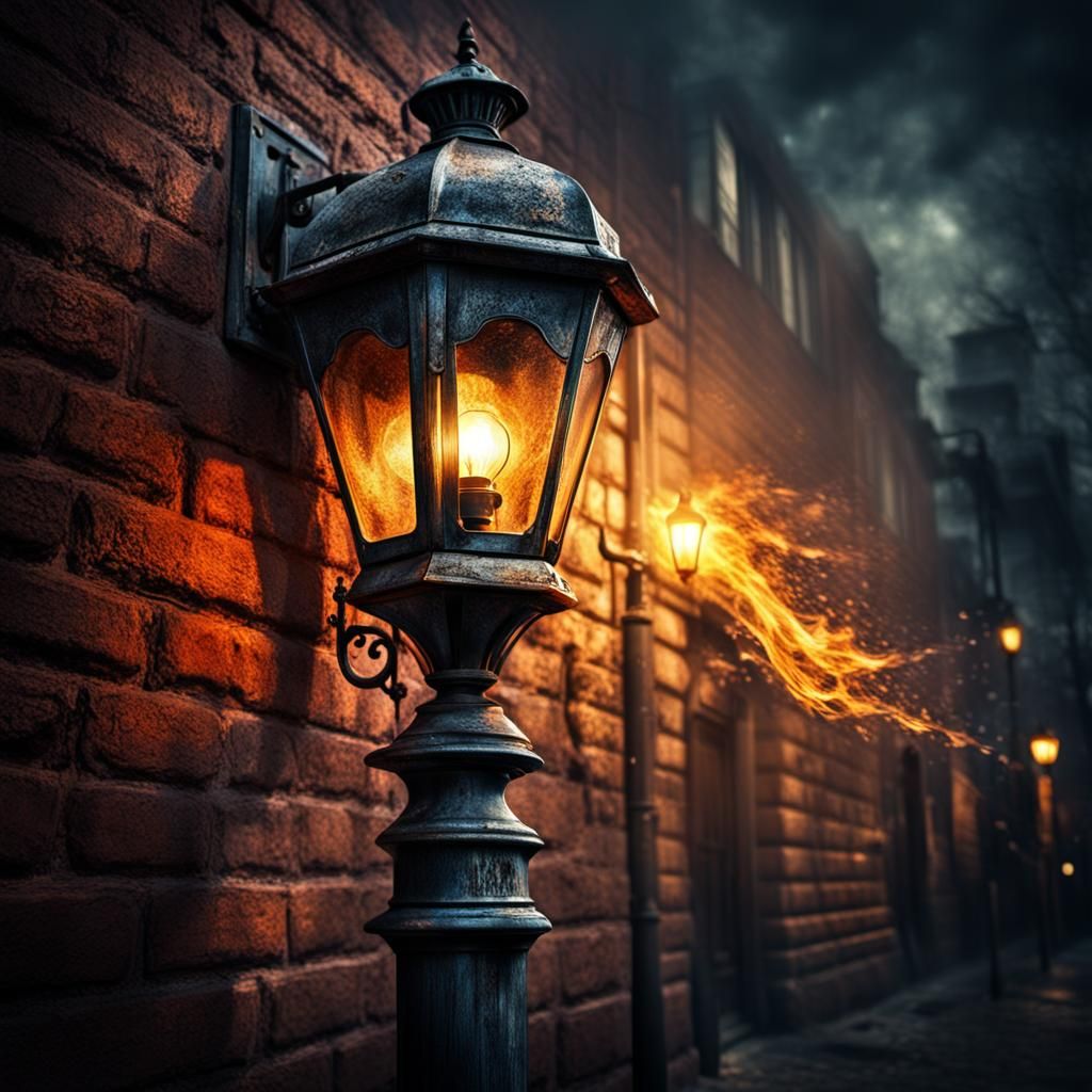Hyperrealistic Oil Street Lamp in HDR