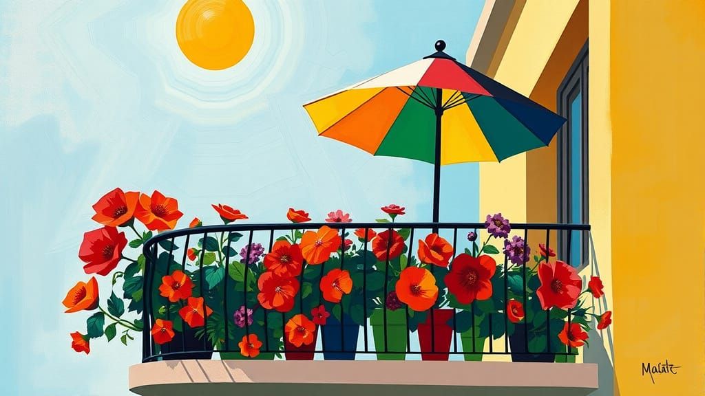 Colorful Balcony in Abstract Expressionist Style